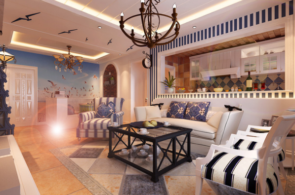 家裝效果圖－地中海客廳吊頂裝修設計圖片.png