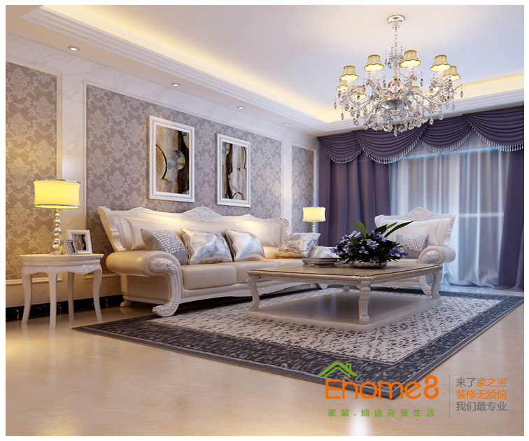 保利大江郡背景沙發(fā)裝修效果圖