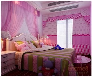四季花城粉紅色甜美風格女孩房裝修效果圖
