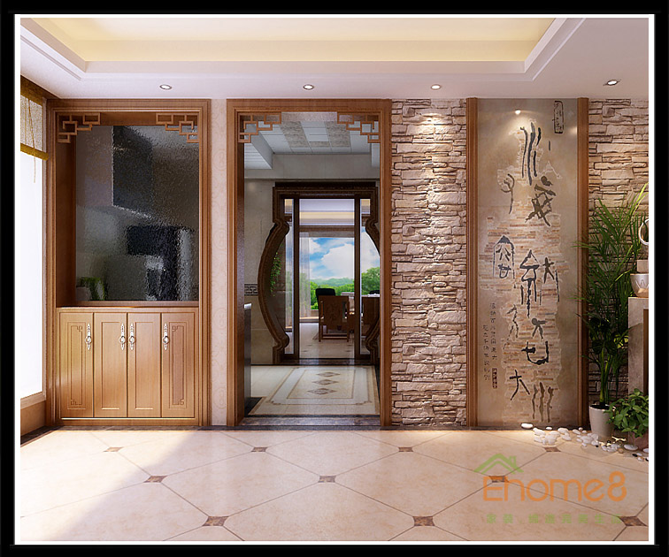 東岸花園文雅風(fēng)格入戶裝修效果圖