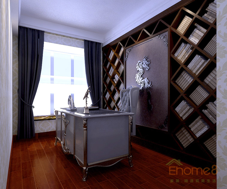 精神氣派的書房背景墻裝修效果圖