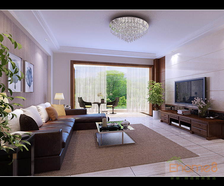 東城印象現代簡約客廳裝修效果圖2