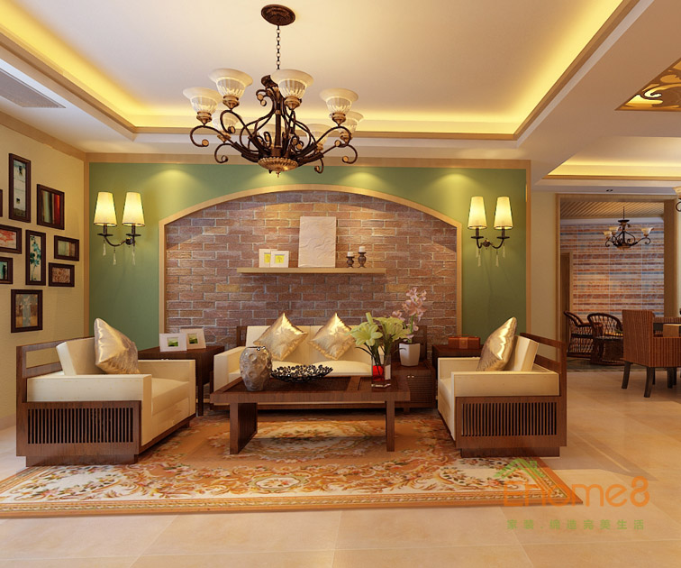 東南亞風情客廳正面裝修效果圖