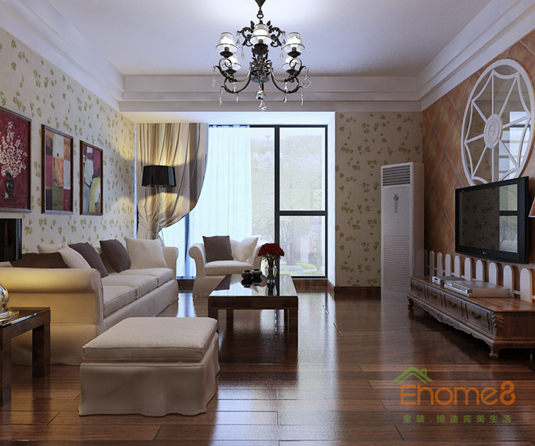 田園風(fēng)格小清新客廳裝修效果圖2