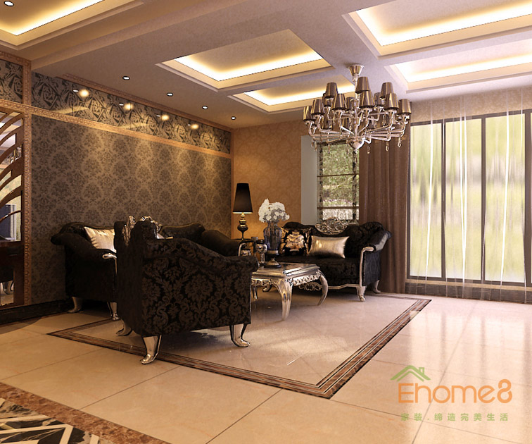 東郡現(xiàn)代小清新風(fēng)格113平米客廳裝修效果圖4