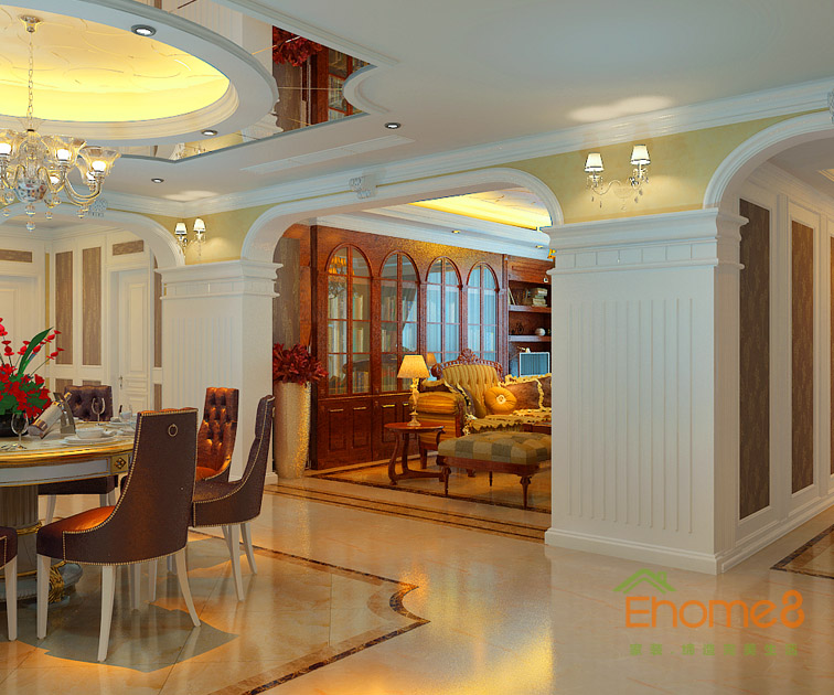 東郡地中海風(fēng)格138平米餐廳裝修效果圖451