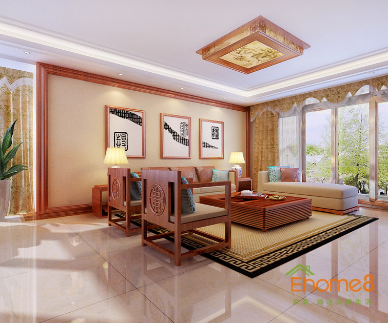 東郡中式風格132平米客廳裝修效果圖1452