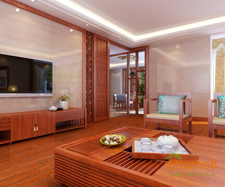 東郡中式風格132平米客廳裝修效果圖1615