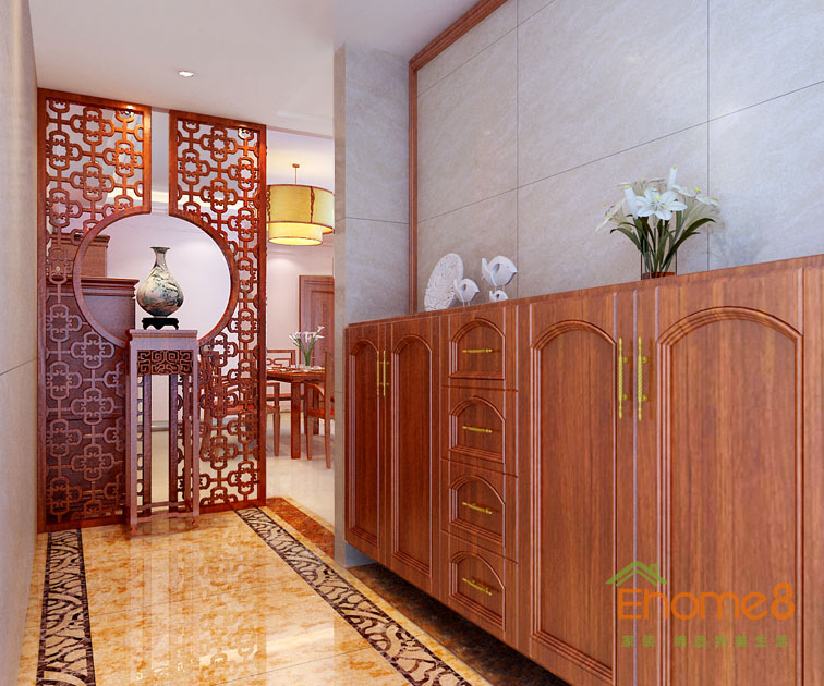 東郡中式風格132平米玄關裝修效果圖1