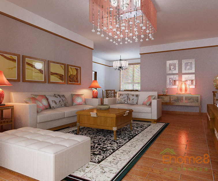 東郡77平米兩房一廳簡裝客廳裝修效果圖6141