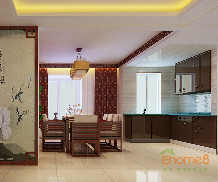 東郡72平米兩房一廳中式餐廳裝修效果圖888