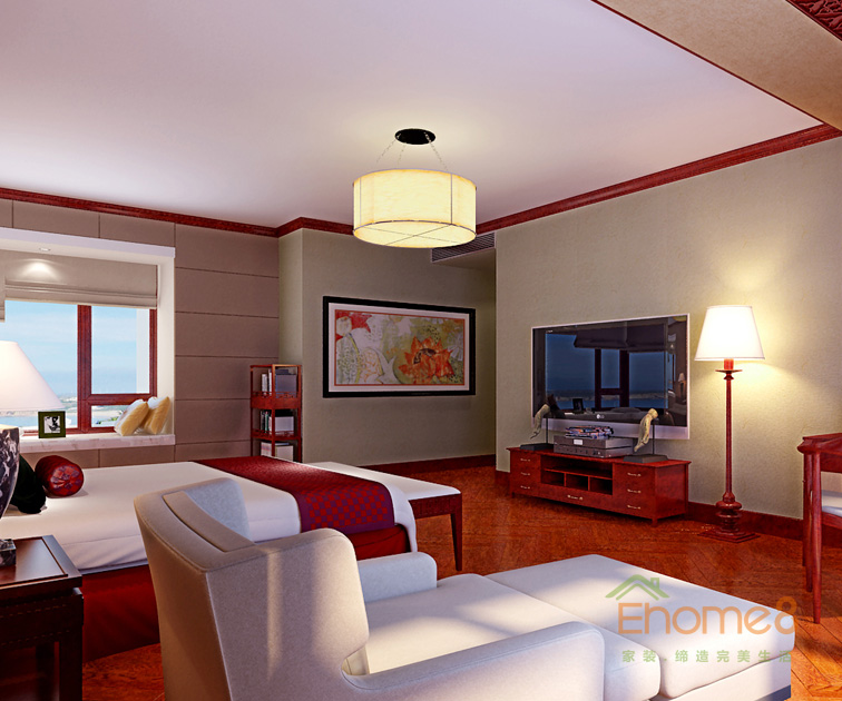 東郡99平米三房一廳中式主人房裝修效果圖3333