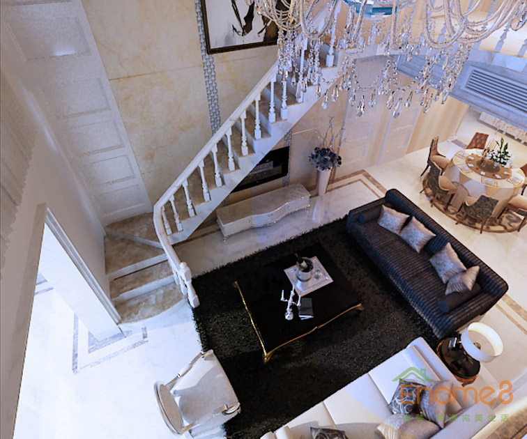 東郡142平米躍層古典歐式客廳裝修效果圖7777