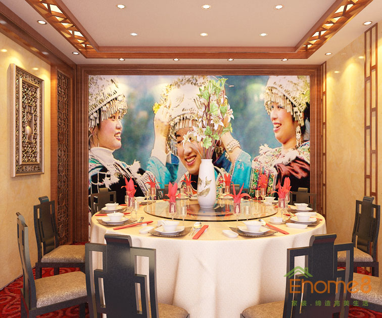 田園風金秀華東大酒店民族風格包間裝修效果圖1