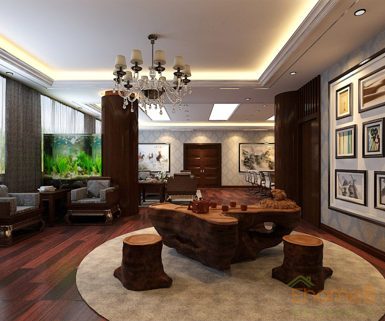 歐式豪華端重辦公室茶座裝修效果圖1