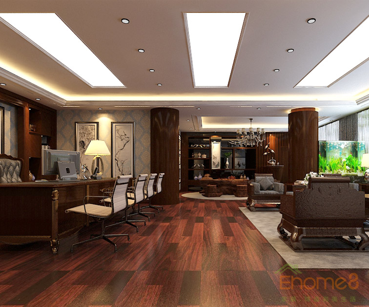 歐式豪華端重總經(jīng)理辦公室裝修效果圖1