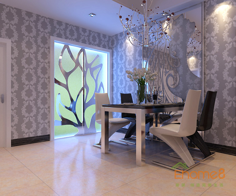 兩房一廳82㎡美式風格餐廳裝修效圖1