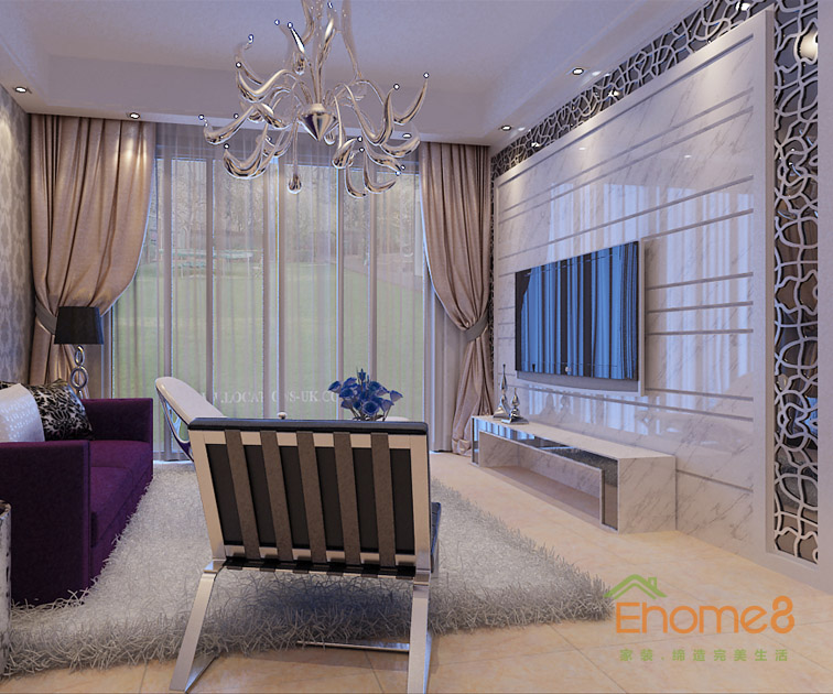 兩房一廳82㎡美式風格客廳裝修效果圖1