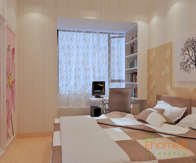 兩房一廳82㎡美式風格臥室裝修效果圖1