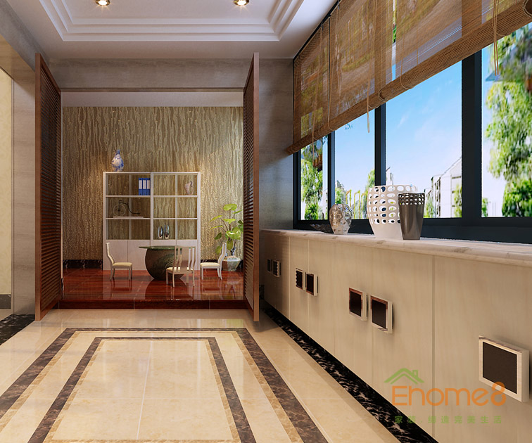 73㎡兩房一廳法式風格陽臺裝修效果圖