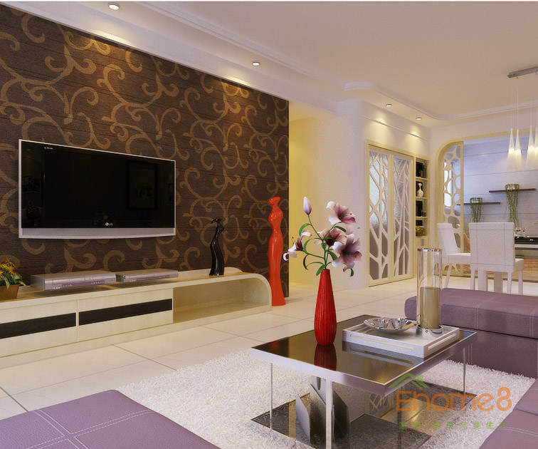 48㎡小戶型法式風格餐廳客廳裝修效果圖123