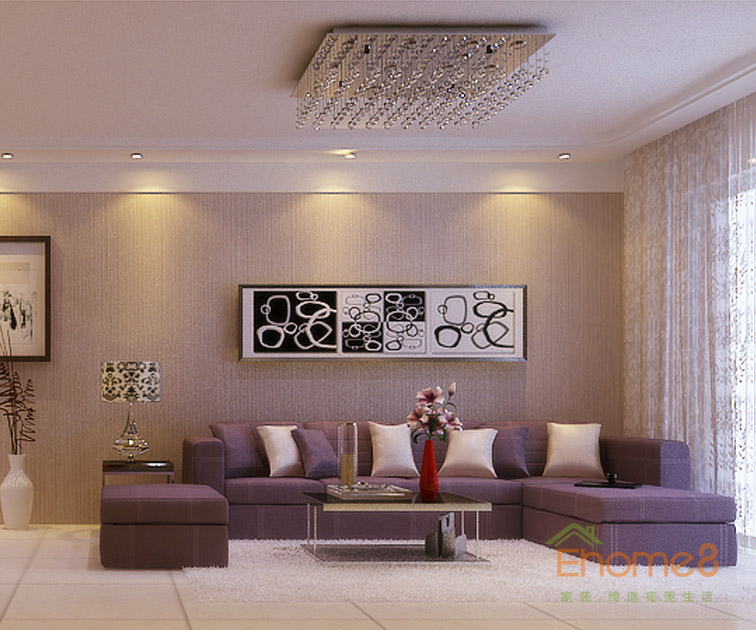 48㎡小戶型法式風格沙發墻裝修效果圖1