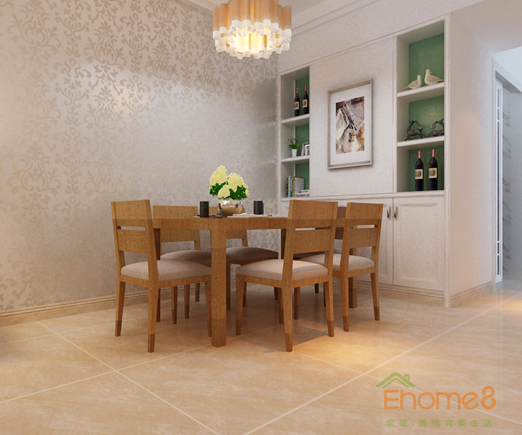 67㎡兩房一廳法式風格餐廳裝修效果圖1