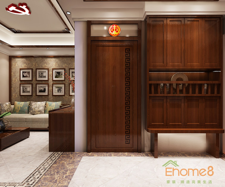 37㎡小戶型中式風格入戶玄關裝修效果圖11