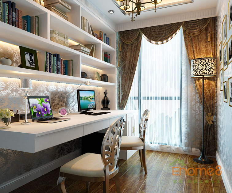 140㎡四房一廳法式風格書房裝修效果圖.jpg