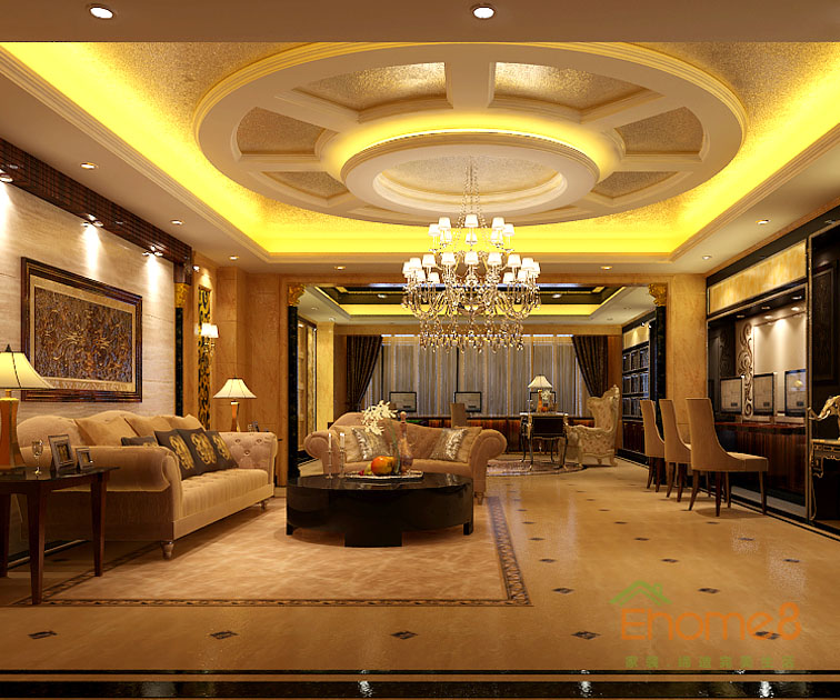 300㎡豪華別墅法式風(fēng)格客廳裝修效果圖662