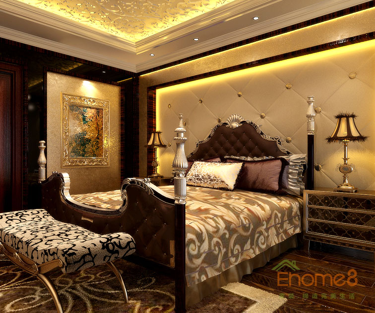 300㎡豪華別墅法式風(fēng)格主人房裝修效果圖