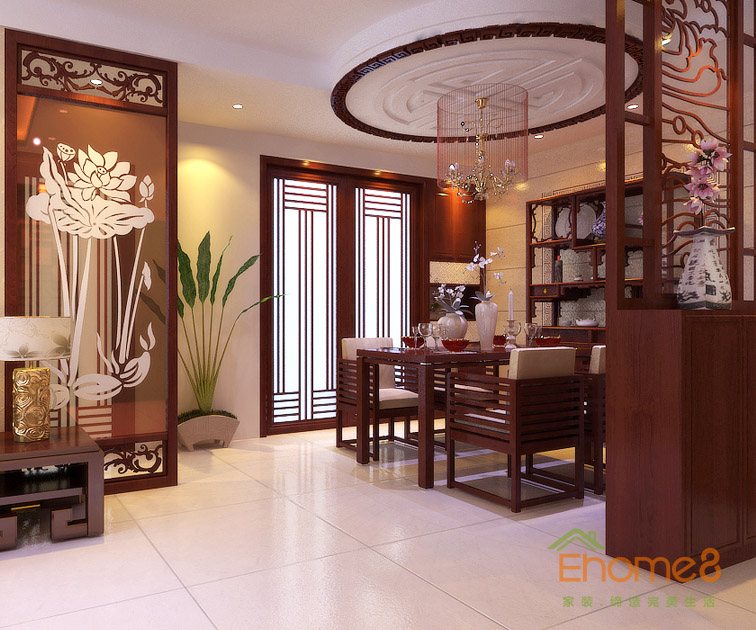 72㎡兩房一廳中式原木風格餐廳裝修效果圖55