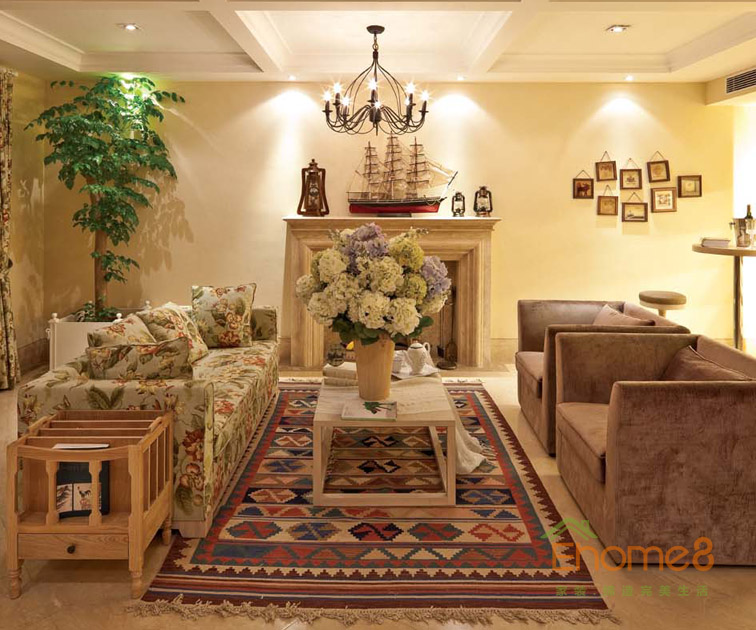 227㎡別墅歐洲花園風(fēng)格客廳沙發(fā)裝修效果圖