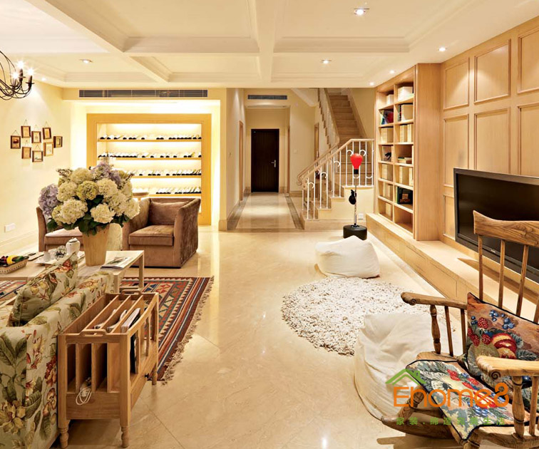 227㎡別墅歐洲花園風(fēng)格一樓客廳裝修效果圖