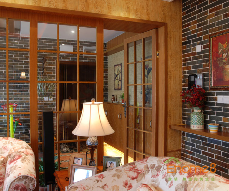 93㎡三房一廳田園風(fēng)格客廳一角裝修效果圖