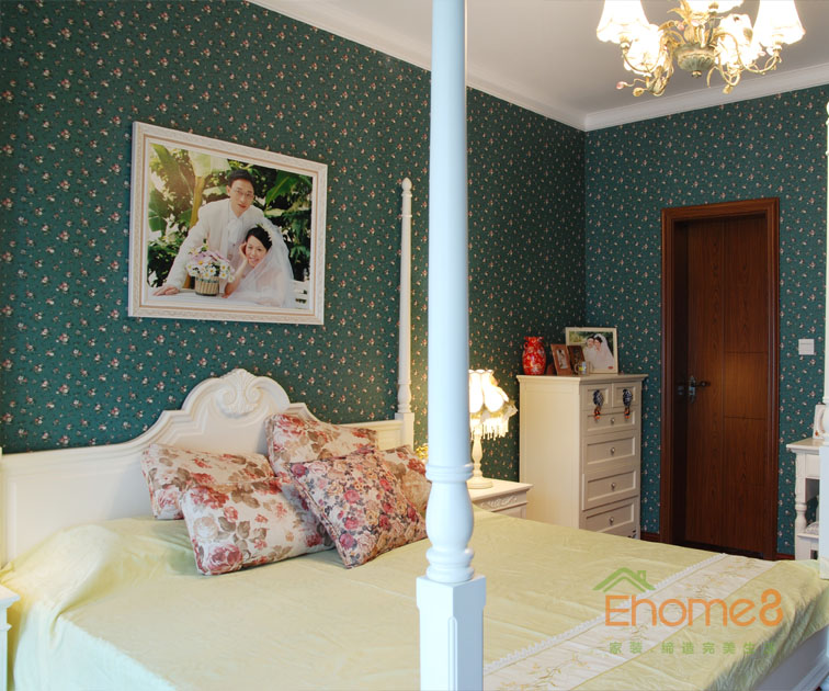 93㎡三房一廳田園風(fēng)格主人房裝修效果圖