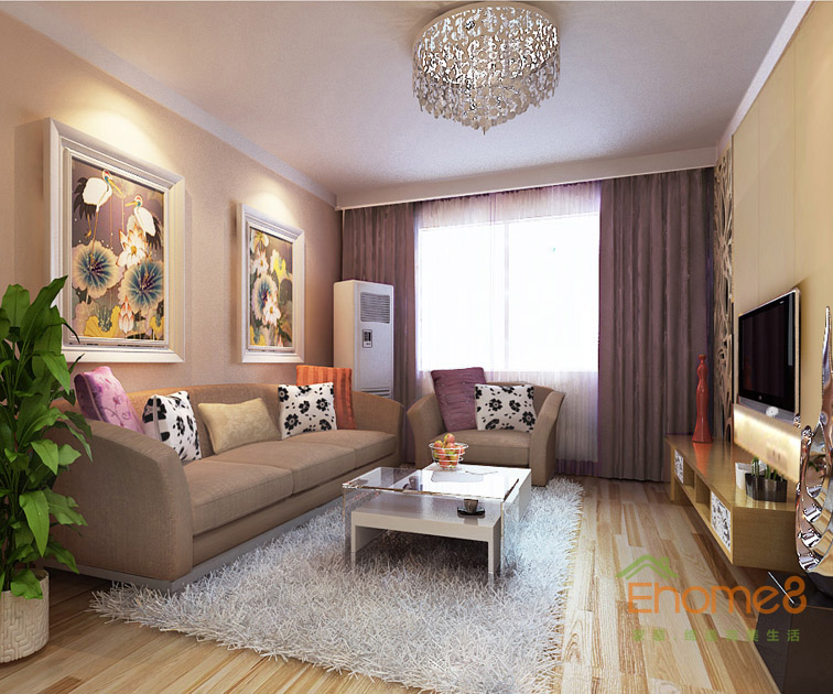 63㎡兩房一廳現(xiàn)代簡約風(fēng)格客廳沙發(fā)裝修效果圖