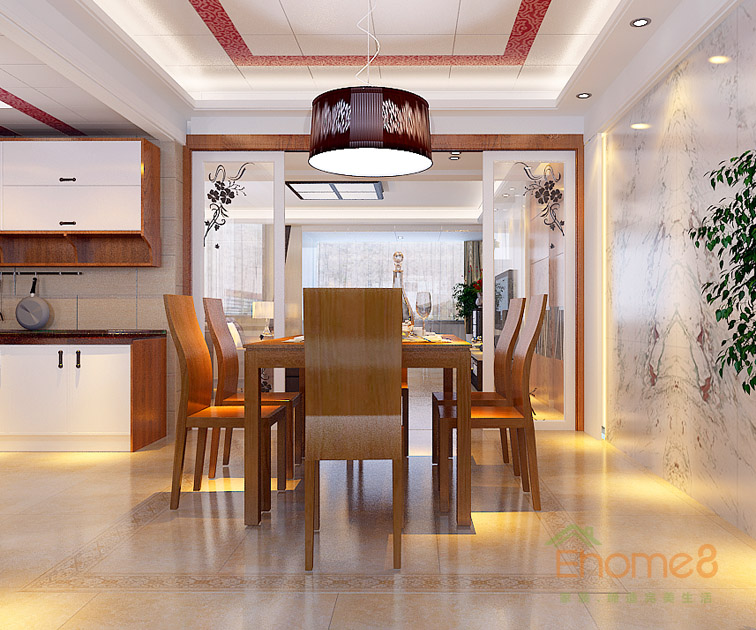 119㎡三房一廳中式風格餐廳裝修效果圖