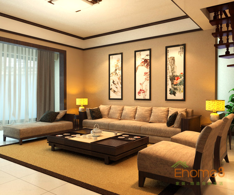 179㎡復(fù)式中式簡約風格客廳沙發(fā)背景墻裝修效果圖