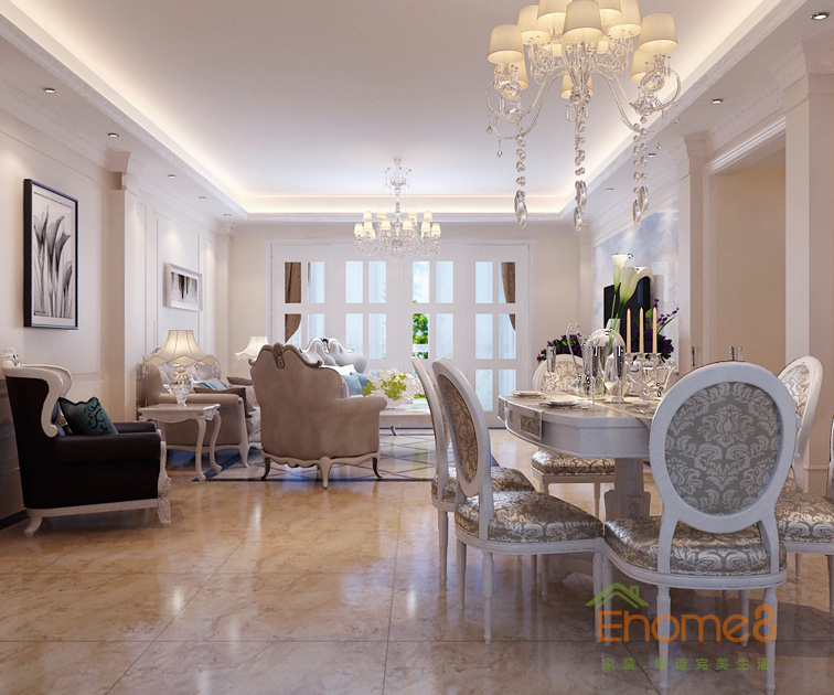 106㎡三房一廳歐式風(fēng)格餐廳裝修效果圖62