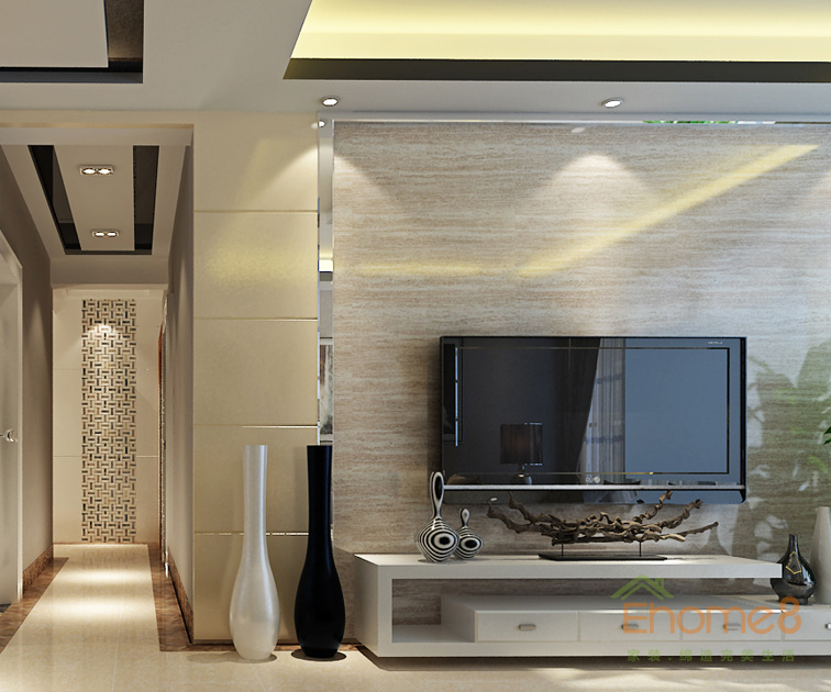 71㎡兩房一廳美式風(fēng)格客廳裝修效果圖