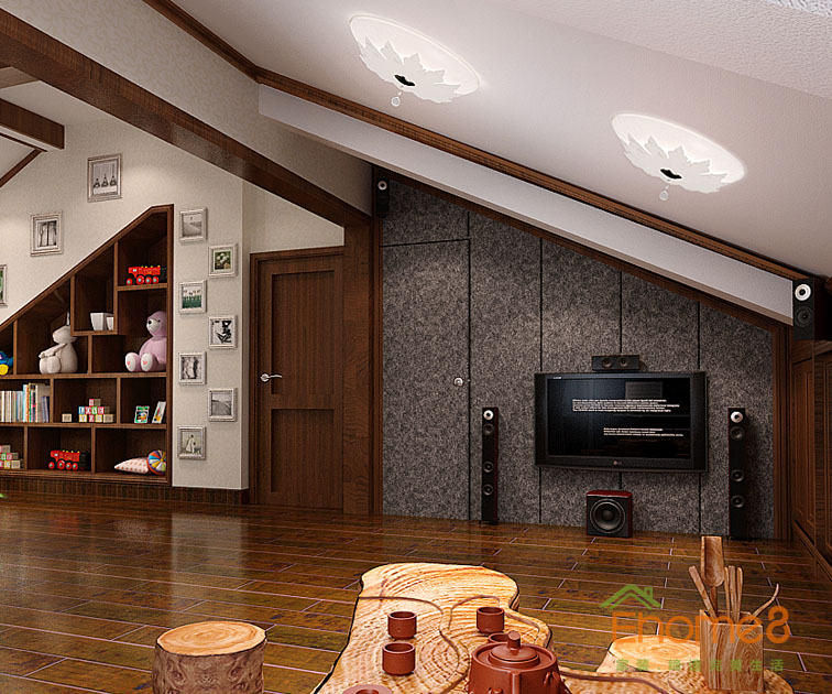 168㎡躍層地中海原木風(fēng)格影音室裝修效果圖.jpg