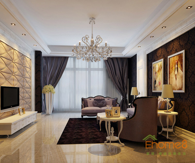 186㎡躍層歐式風格客廳裝修效果圖