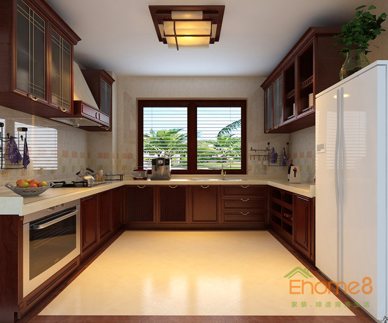 112㎡三房一廳中式原木風格廚房裝修效果圖.jpg
