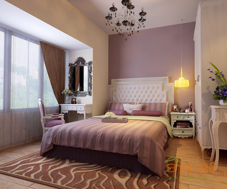 76㎡兩房一廳美式風格臥室裝修效果圖