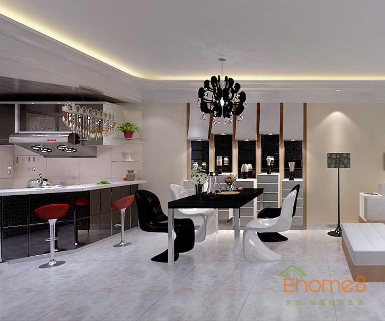 78㎡兩房一廳美式風(fēng)格餐廳裝修效果圖