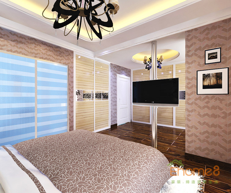 78㎡兩房一廳美式風(fēng)格臥室裝修效果圖