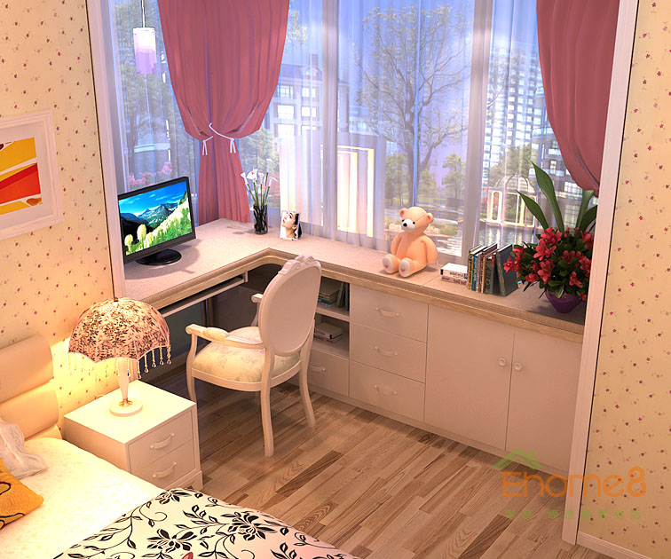 158㎡四房兩廳法式風格女孩房書桌裝修效果圖.jpg