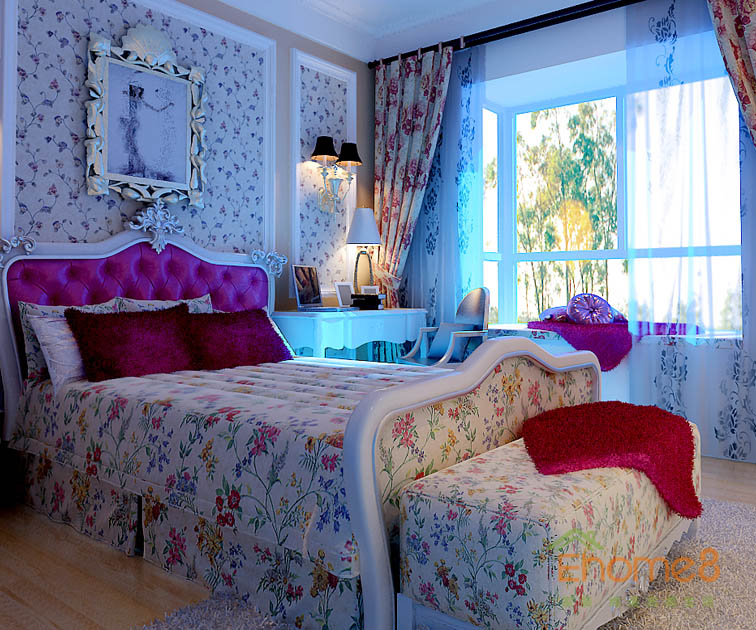 74㎡兩房一廳法式風(fēng)格公主房裝修效果圖