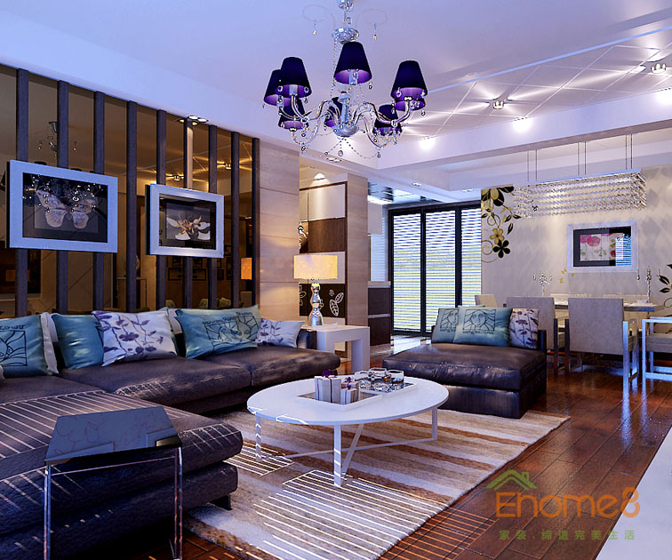 74㎡兩房一廳法式風(fēng)格客廳裝修效果圖